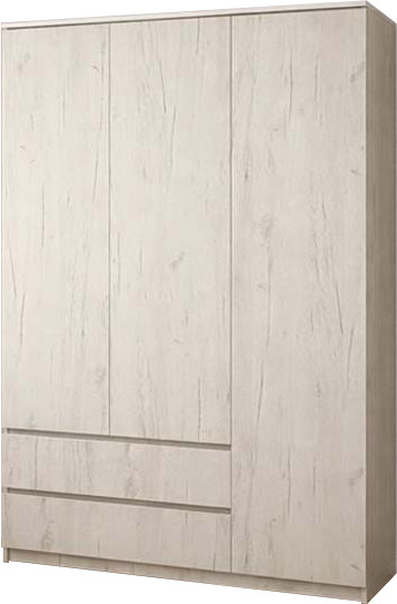 Изображение товара Шкаф Поставымебель Для одежды 3-х дверный 135х58х210 / КМС-Е-06 (дуб крафт белый)
