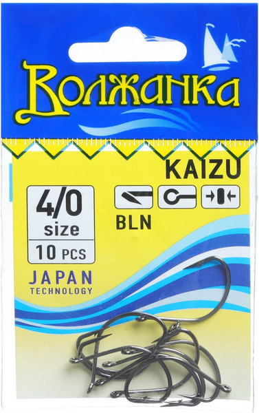 Изображение товара Набор крючков рыболовных Волжанка Kaizu # 4/0 / SW-003-4/0 (10шт)