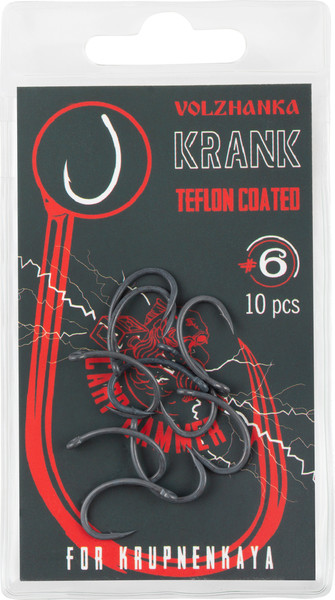Изображение товара Набор крючков рыболовных Волжанка Krank Teflon №6 / HCVKT-06 (10шт)