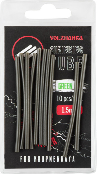 Изображение товара Трубка для рыболовной оснастки Волжанка Shrinking Tube 1.5мм / TVST1.5-GR (10шт, зеленый)