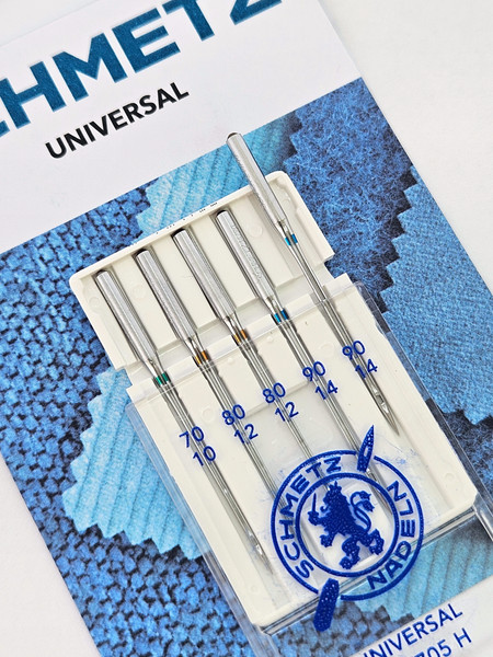 Изображение товара Набор игл для бытовой швейной машины Schmetz 130/705H Universal ассорти 70(1)/80(2)/90(2) (5шт)