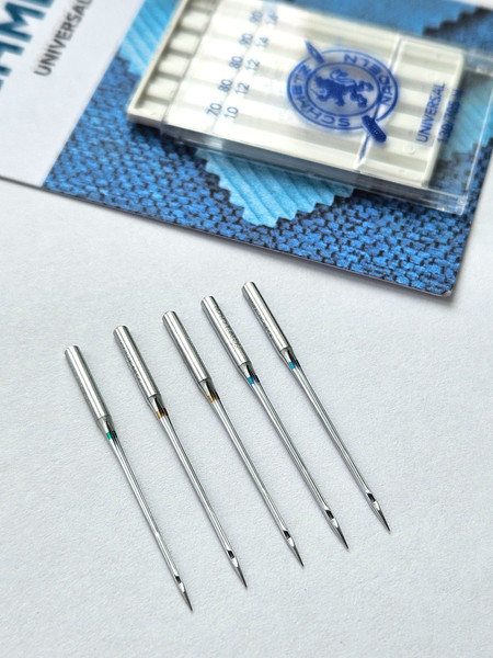 Изображение товара Набор игл для бытовой швейной машины Schmetz 130/705H Universal ассорти 70(1)/80(2)/90(2) (5шт)