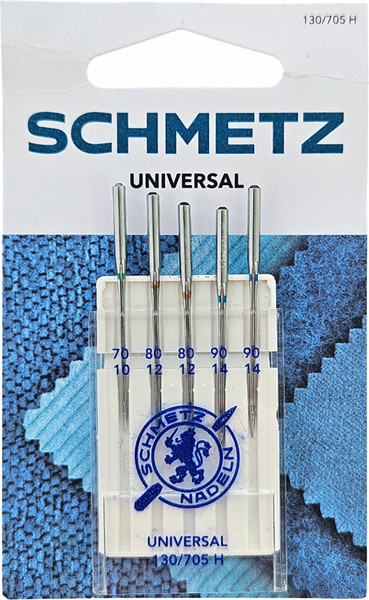 Изображение товара Набор игл для бытовой швейной машины Schmetz 130/705H Universal ассорти 70(1)/80(2)/90(2) (5шт)