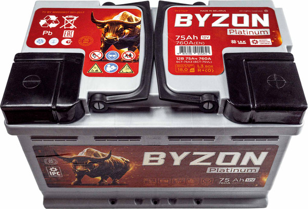 Изображение товара Автомобильный аккумулятор BYZON Platinum R+ / BYZ750P (75 А/ч)
