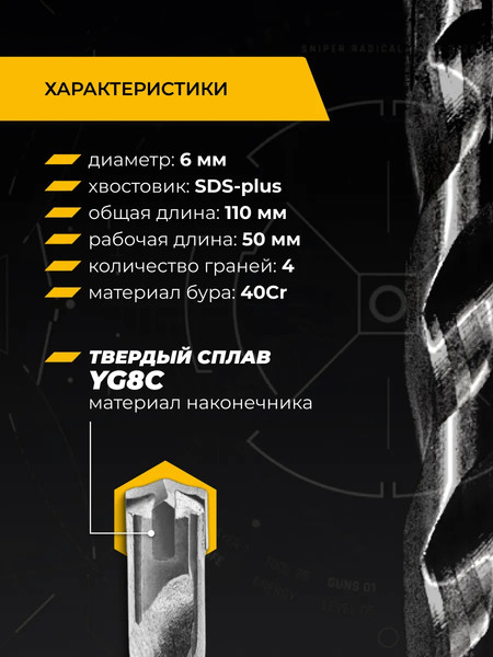 Изображение товара Бур Rage SDS-plus Furious 6x110мм / 567611