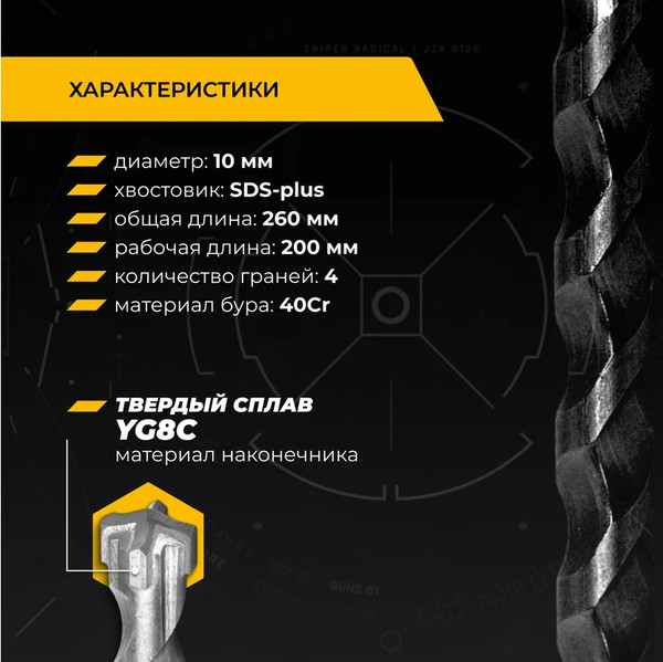 Изображение товара Бур Rage SDS-plus Furious 10x260мм / 567026