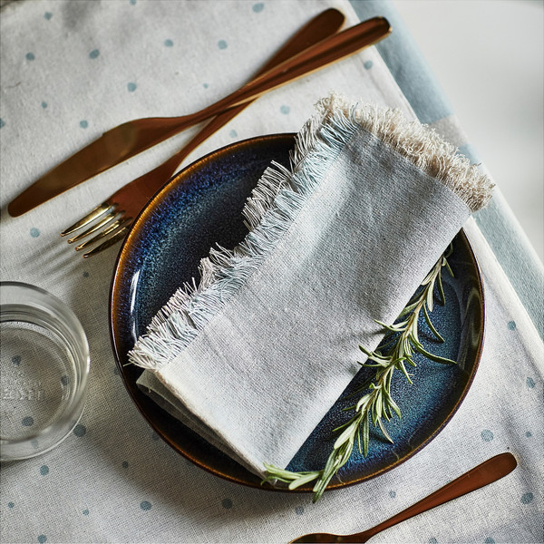 Изображение товара Сервировочная салфетка Ikea Ниссога 35x35 см 805.550.34 (бежевый/голубой, 4 шт)