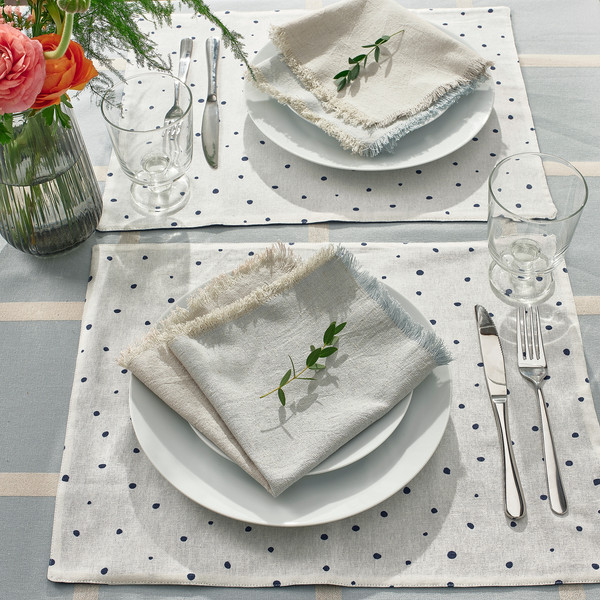 Изображение товара Сервировочная салфетка Ikea Ниссога 35x35 см 805.550.34 (бежевый/голубой, 4 шт)