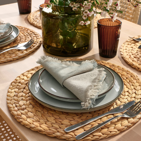 Изображение товара Сервировочная салфетка Ikea Ниссога 35x35 см 805.550.34 (бежевый/голубой, 4 шт)