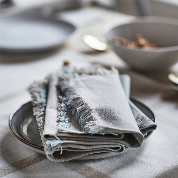 Изображение товара Сервировочная салфетка Ikea Ниссога 35x35 см 805.550.34 (бежевый/голубой, 4 шт)