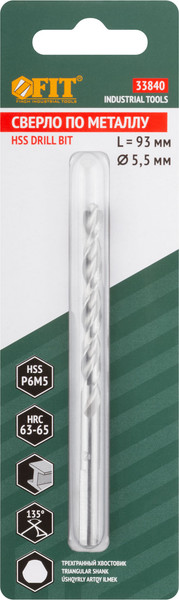 Изображение товара Сверло FIT HSS по металлу / 33840