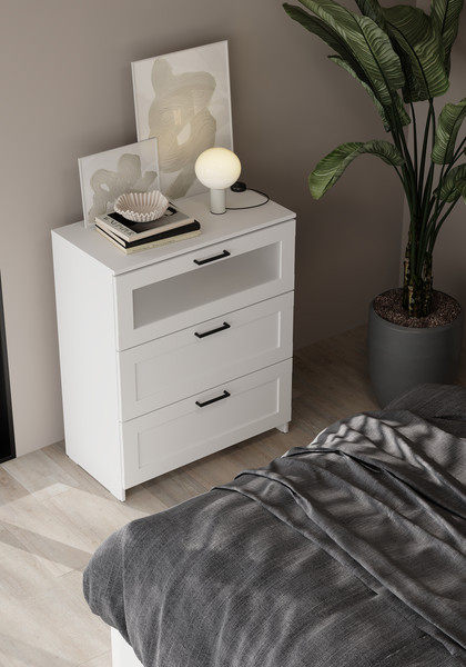 Изображение товара Комод Mio Tesoro Нави 3 ящика 2.15.02.020.1 (белый, со стеклом)