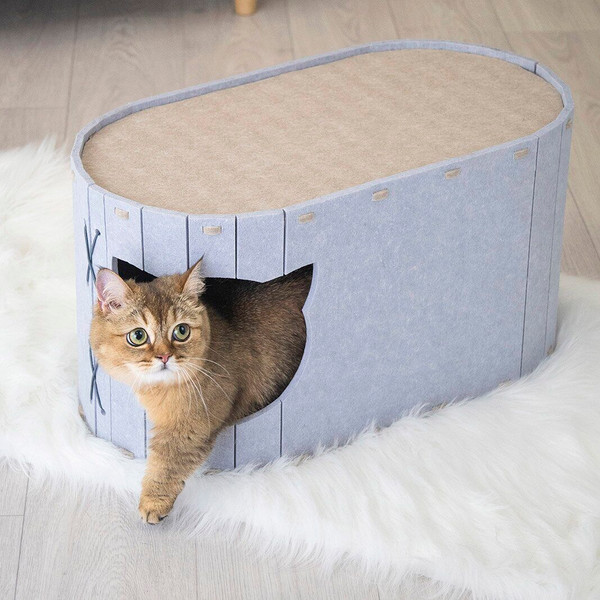 Изображение товара Домик-когтеточка Дарэленд Войлок / 8050сер-беж