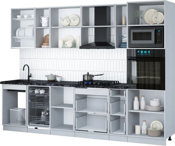 Изображение товара Кухонный гарнитур Интерлиния Мила Gloss 2.9-ПМ3 (красный глянец/красный глянец/кастилло темный)