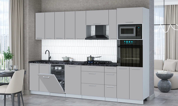 Изображение товара Кухонный гарнитур Интерлиния Мила Gloss 3.0-ПМ3 (грей/грей/кастилло темный)