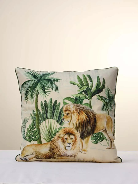 Изображение товара Чехол на подушку Arya Lions / 8680943255594 (бежевый/зеленый)