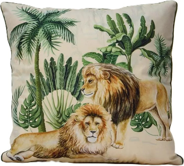 Изображение товара Чехол на подушку Arya Lions / 8680943255594 (бежевый/зеленый)