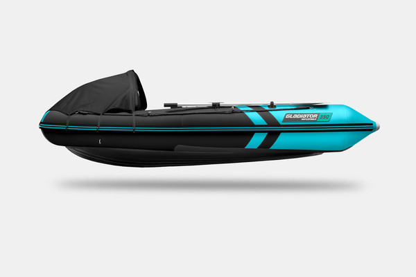 Изображение товара Надувная лодка GLADIATOR E350PRO (черный/бирюзовый)