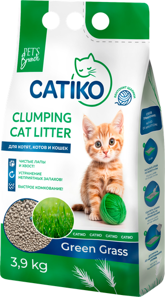 Изображение товара Наполнитель для туалета Catiko М Comfort   (зеленая трава, 3.9 кг)