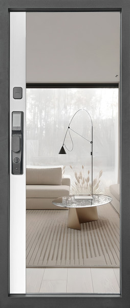 Изображение товара Входная дверь Промет Рона Смарт 86x205 (левая, бетон графит/зеркало/черный муар)