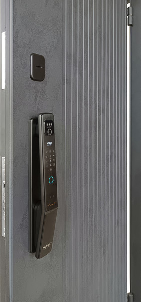 Изображение товара Входная дверь Промет Рона Смарт 86x205 (левая, бетон графит/зеркало/черный муар)