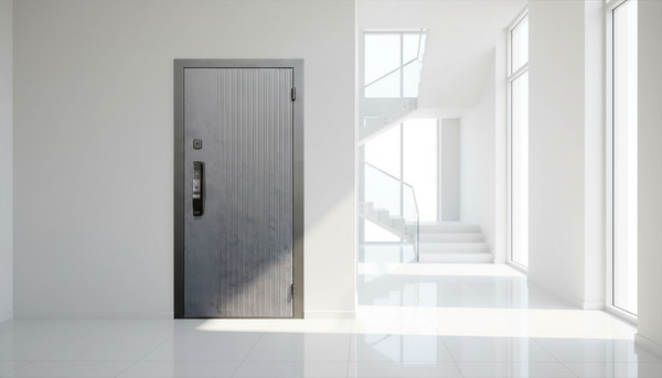 Изображение товара Входная дверь Промет Рона Смарт 86x205 (правая, бетон графит/зеркало/черный муар)