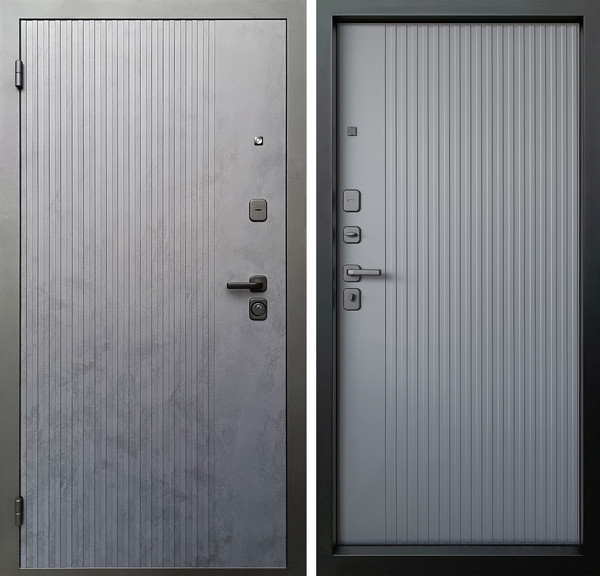 Изображение товара Входная дверь Промет Рона 86x205 (левая, бетон графит/графит нубук/черный муар)