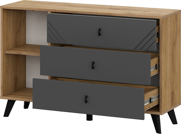 Изображение товара Тумба Mio Tesoro Байкал 3 ящика со створкой (дуб золотистый/графит)