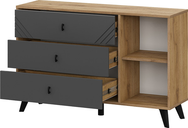 Изображение товара Тумба Mio Tesoro Байкал 3 ящика со створкой (дуб золотистый/графит)