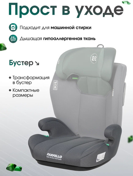 Изображение товара Автокресло Farfello Le9 (серый/зеленый)