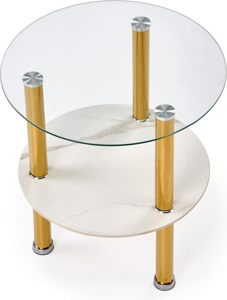 Изображение товара Журнальный столик Halmar Ducat S (белый мрамор/прозрачный/золото)