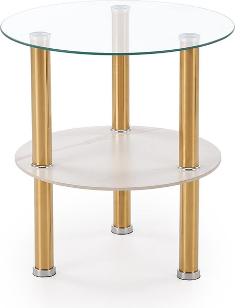 Изображение товара Журнальный столик Halmar Ducat S (белый мрамор/прозрачный/золото)