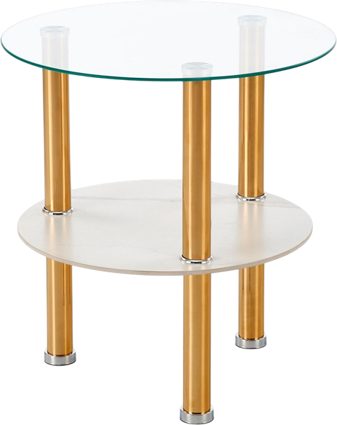Изображение товара Журнальный столик Halmar Ducat S (белый мрамор/прозрачный/золото)