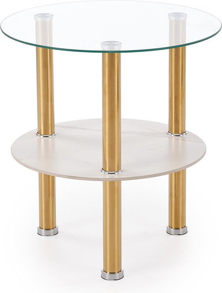 Изображение товара Журнальный столик Halmar Ducat S (белый мрамор/прозрачный/золото)