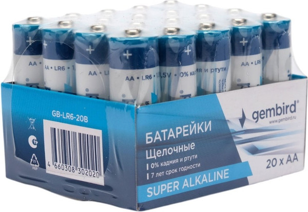 Изображение товара Комплект батареек Gembird GB-LR6-20B (20шт)