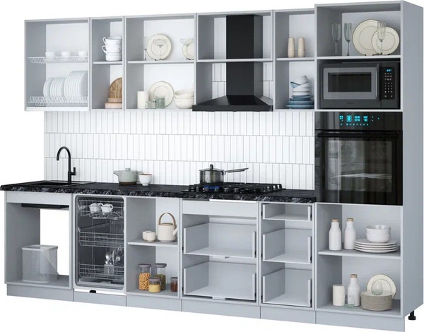 Изображение товара Кухонный гарнитур Интерлиния Мила Gloss 3.1-ПМ3 (черный глянец/красный глянец/кастилло темный)