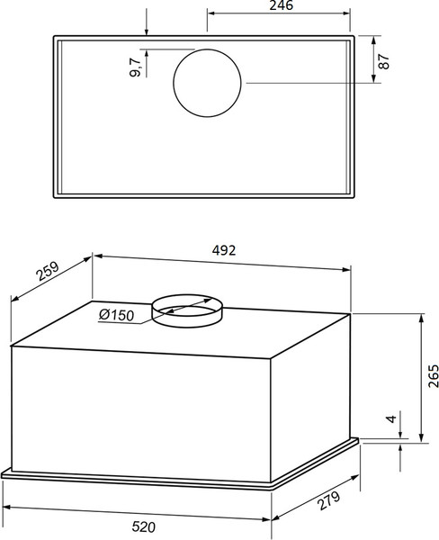Изображение товара Вытяжка скрытая Krona Aspen 600 SGC / КА-00009704 (белый)