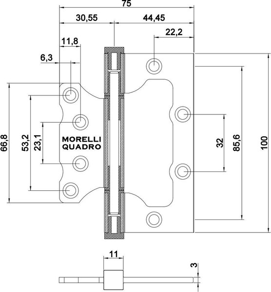 Изображение товара Петля дверная Morelli Quadro-1 BL накладная (черный)