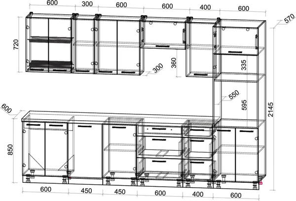 Изображение товара Кухонный гарнитур Интерлиния Мила Gloss 3.1-ПМ3 (керамика/белый/белый гранит)