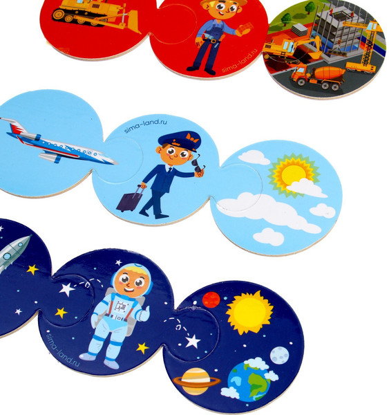 Изображение товара Развивающая игра Лесная мастерская Пазлы логические 3 в 1. Транспорт и профессии / 9228027