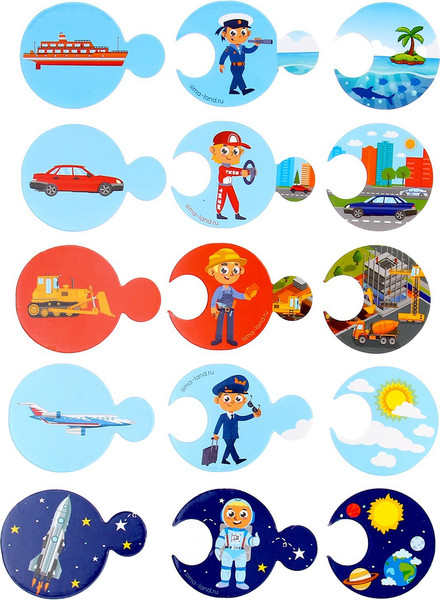 Изображение товара Развивающая игра Лесная мастерская Пазлы логические 3 в 1. Транспорт и профессии / 9228027