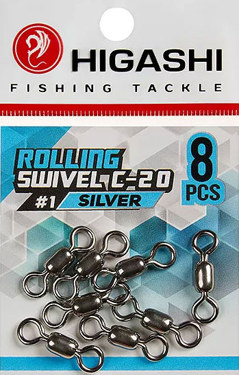 Изображение товара Набор вертлюгов рыболовных Higashi Rolling swivel C-20 #1 / 02007 (Silver)
