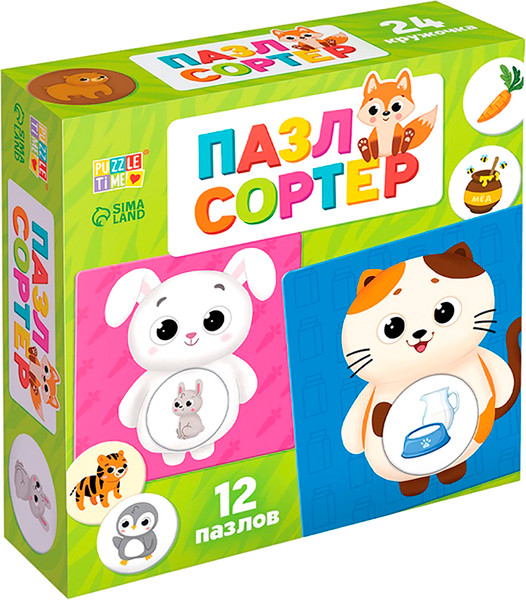 Изображение товара Развивающая игра Puzzle Time Пазл-сортер. Где чей малыш? / 10858651
