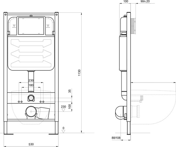 Изображение товара Инсталляция для унитаза Aquatek Pneumo S50 INSP01.KKI02.PNS05 (с кнопкой и креплением)