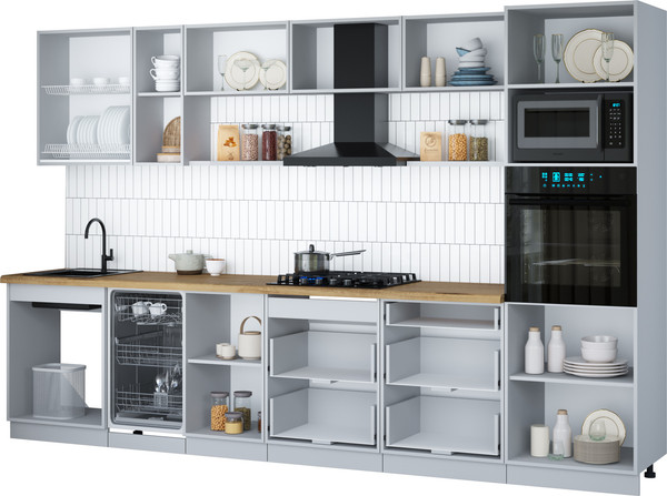 Изображение товара Кухонный гарнитур Интерлиния Мила Gloss 3.3-ПМ3 (красный глянец/красный глянец/кастилло темный)