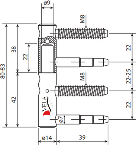 Изображение товара Петля дверная VELA D.14.80 ввертная (хром)