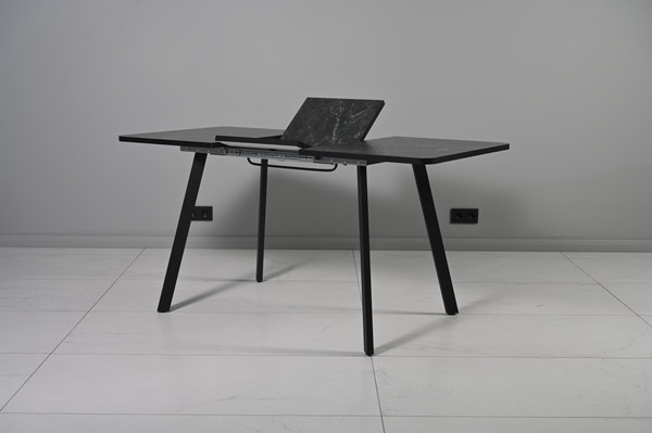 Изображение товара Обеденный стол Мир стульев Саен 17 100x750/400 (черный муар/даркстоун 3125/краска черная)