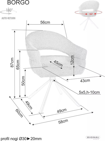 Изображение товара Стул Signal Borgo (Raven 22 светло-бежевый/черный)