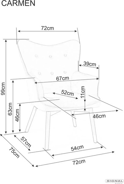 Изображение товара Кресло мягкое Signal Carmen (Raven 30 темно-бежевый/черный матовый)
