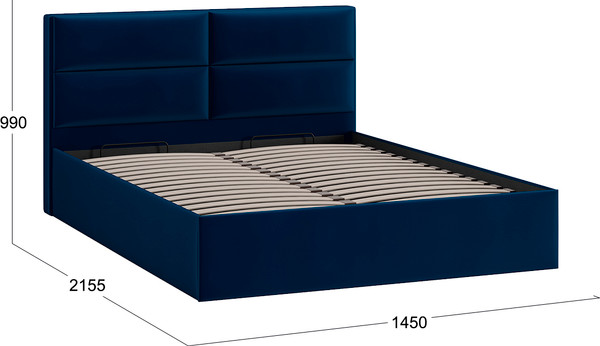 Изображение товара Полуторная кровать ТриЯ Глосс универсальная с ПМ тип 1 140x200 (велюр Confetti Blue)